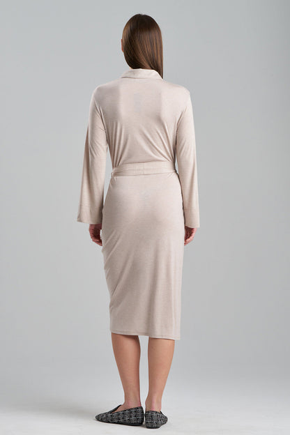 Buy Shangri-La Embroidered Robe in Heather Cashmere Online Heather Cashmere