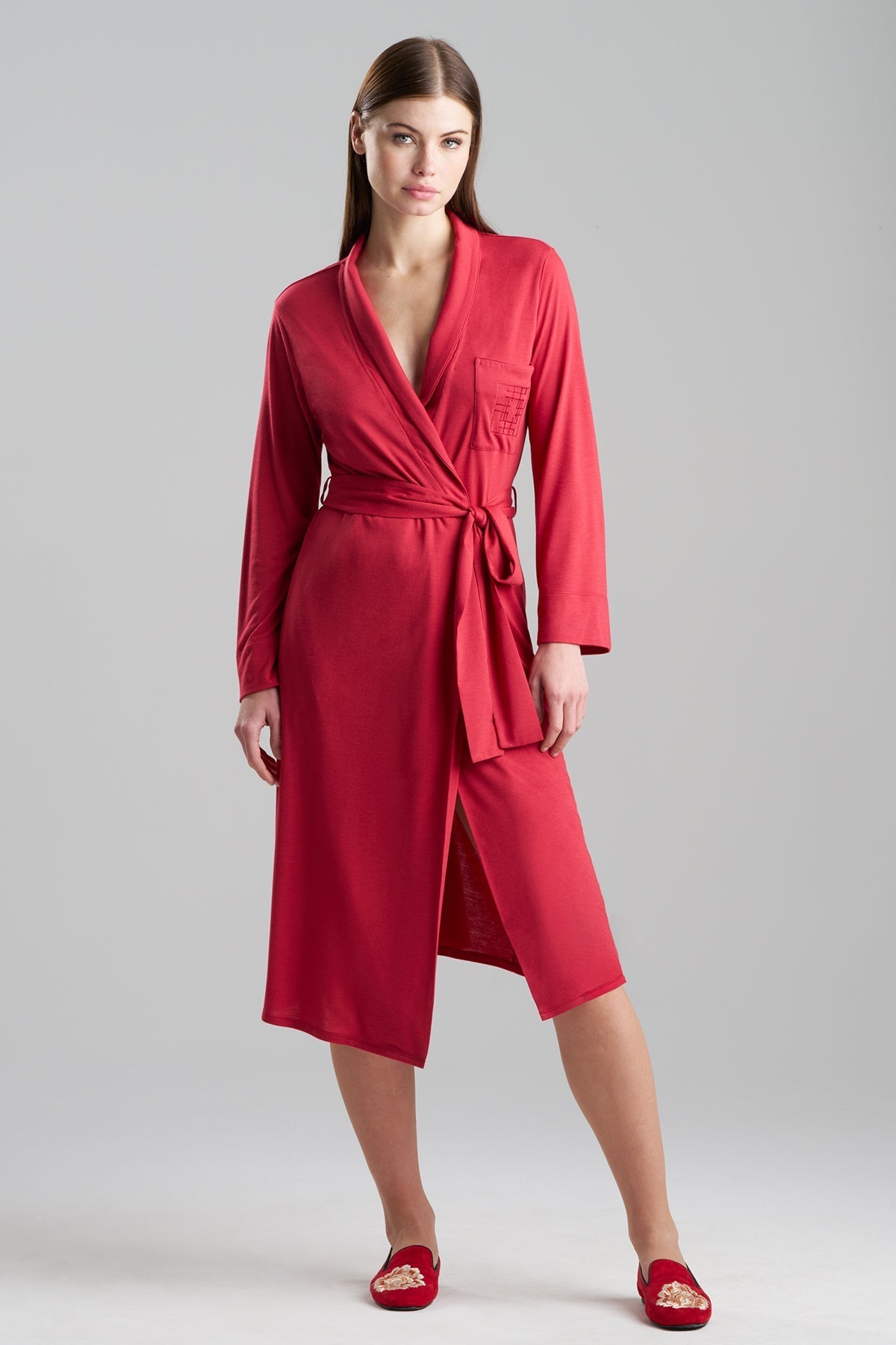 Buy Shangri-La Embroidered Robe in Crimson Red Online Crimson Red
