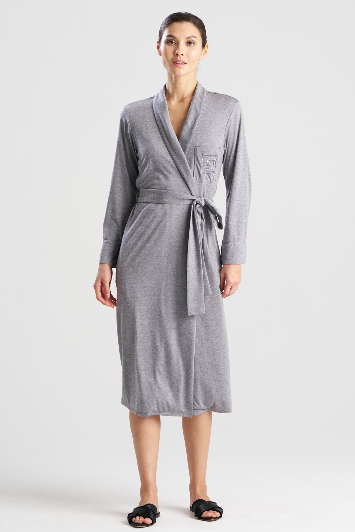 Shangri-La Embroidered TENCEL™ Robe Heather Grey
