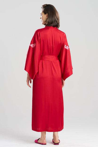 Satin Essentials Embroidered Kimono Brocade Red