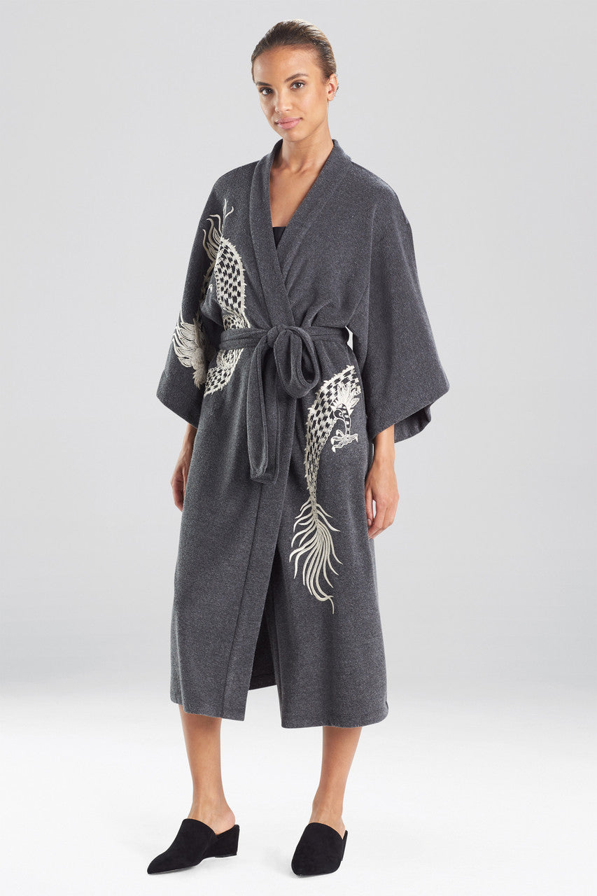 Buy Kham Dragon Embroidered Robe in Black Online Black