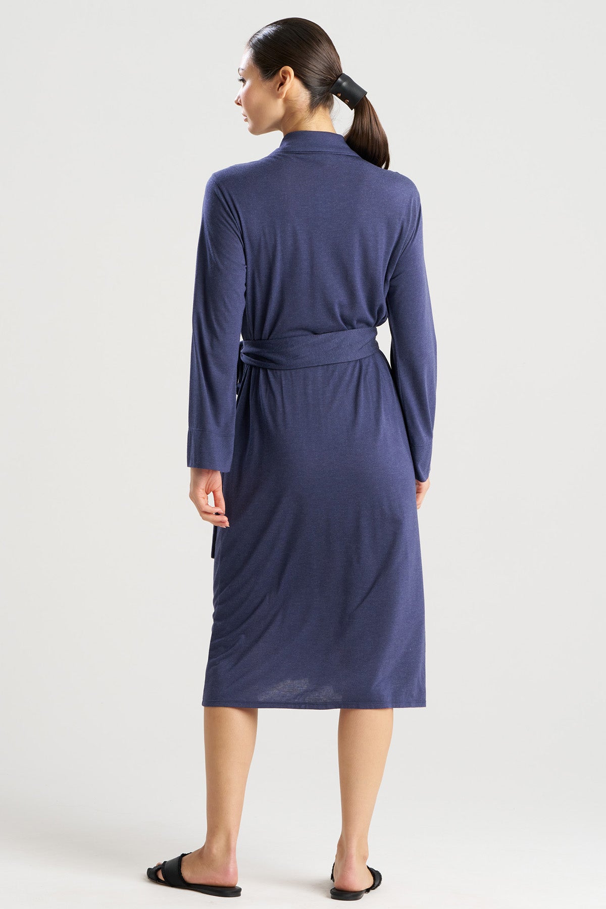 Shangri-La Embroidered TENCEL™ Robe Heather Night Blue