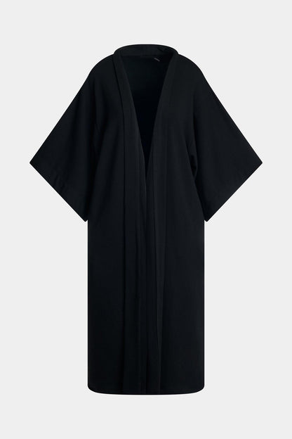 Cocoon Brushed French Terry Dragon Embroidered Robe Black