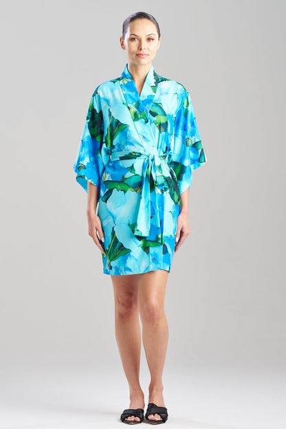 Isla Printed Satin Wrap Blue