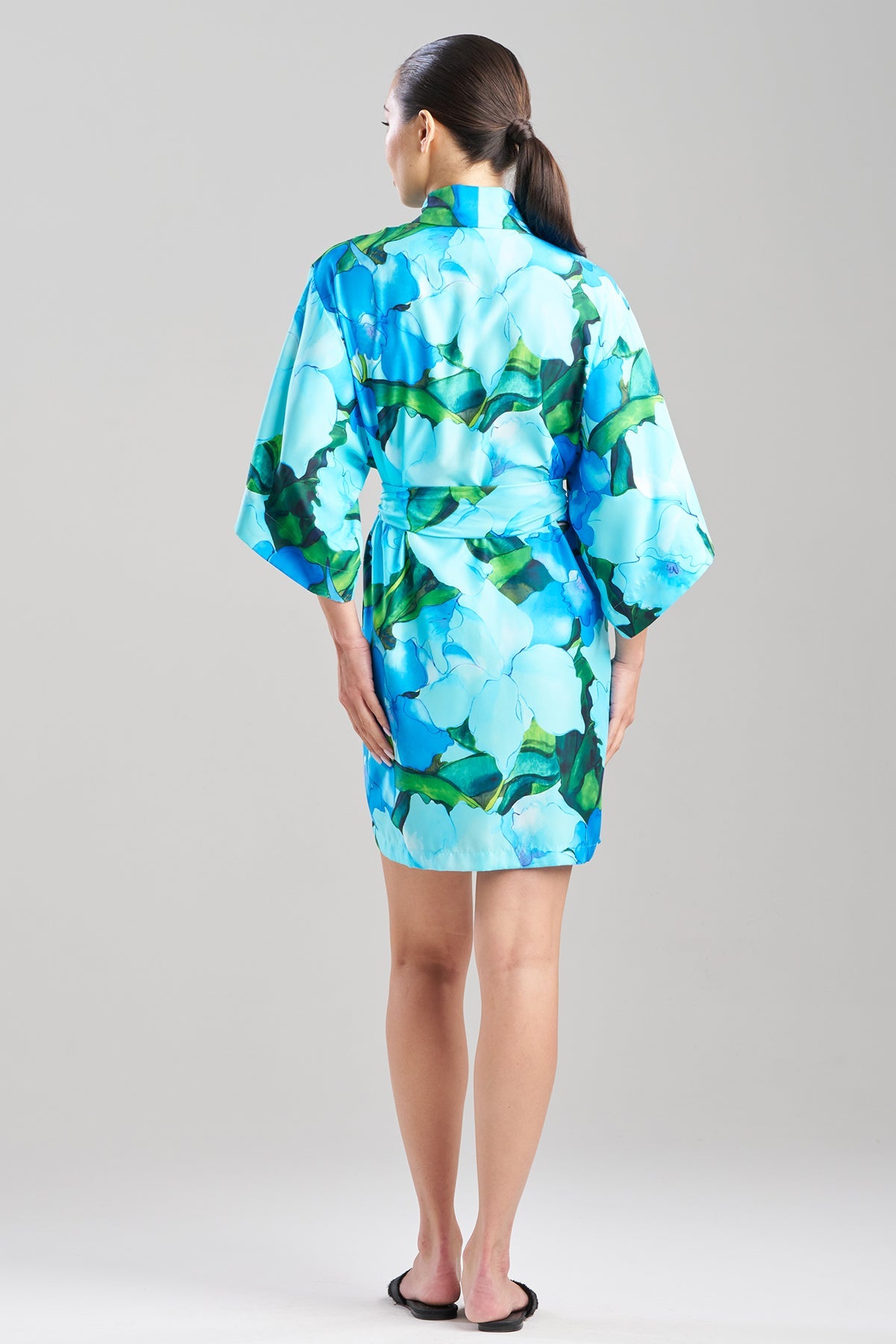 Isla Printed Satin Wrap Blue