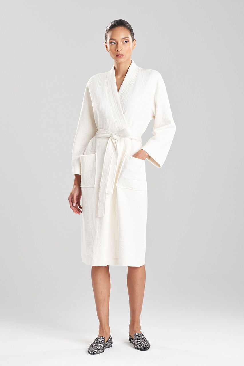 Buy Quilted Infinity Jacquard Robe in Cream Online Cream