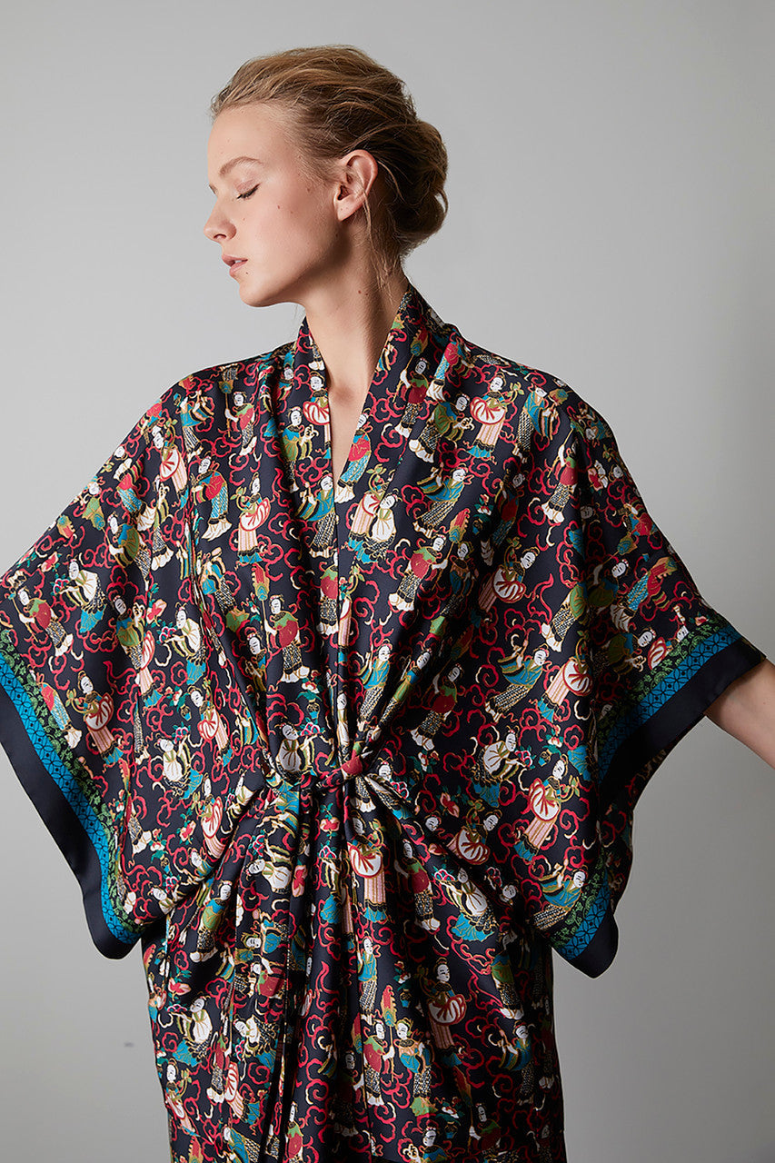 Buy Tea Garden Robe in Black Multi Online Black Multi