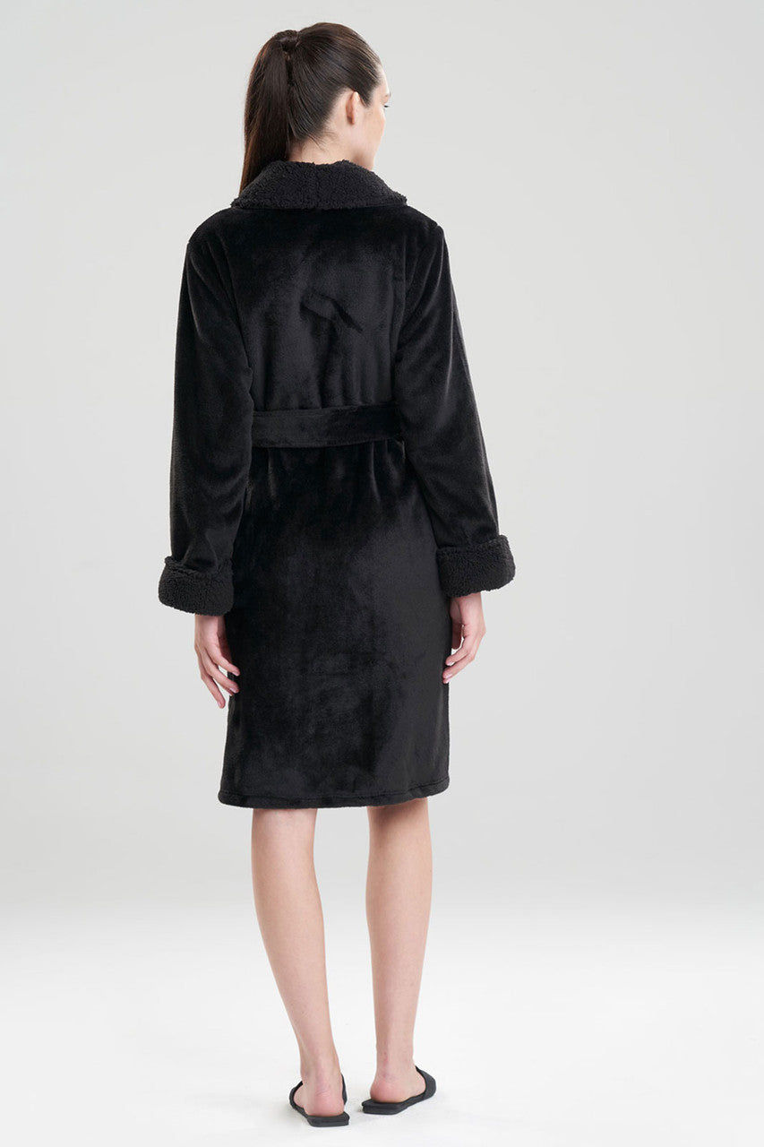 Buy Plush Sherpa Cozy Robe in Black Online Black