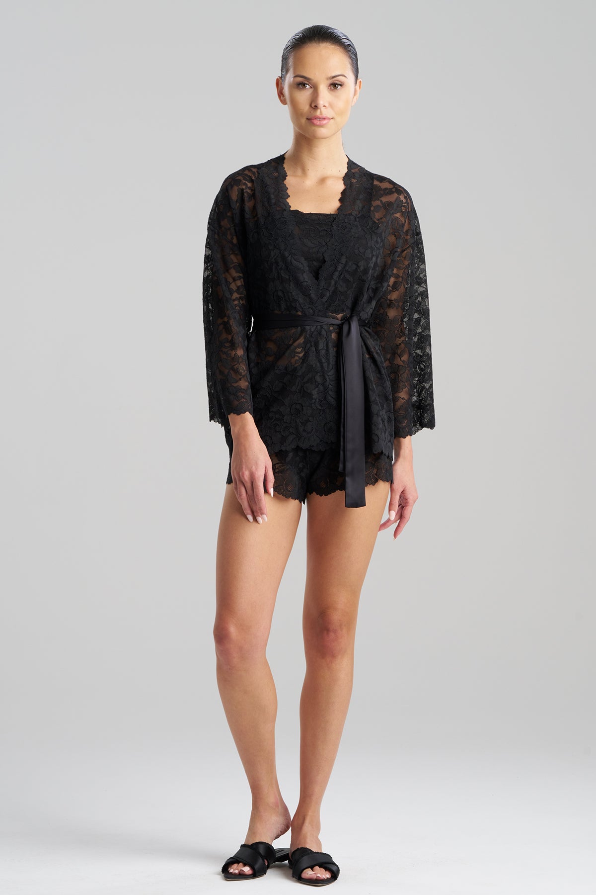 Peony Allover Lace Wrap Black