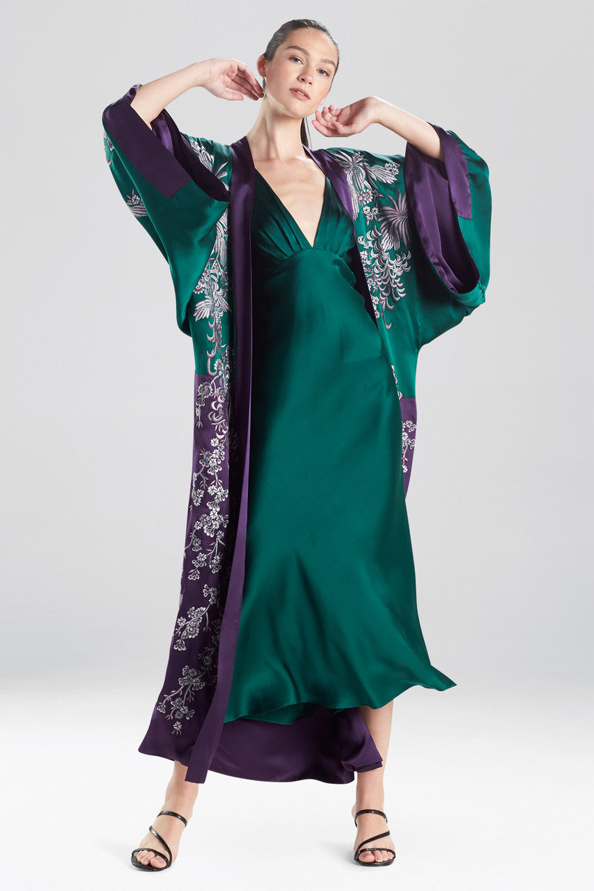 Buy Chinoiserie Embroidery Silk Robe in Juniper Online Juniper