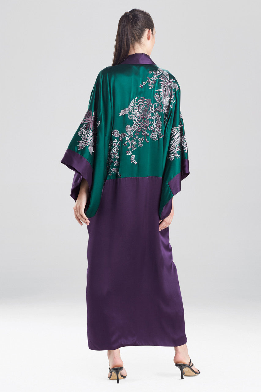 Buy Chinoiserie Embroidery Silk Robe in Juniper Online Juniper