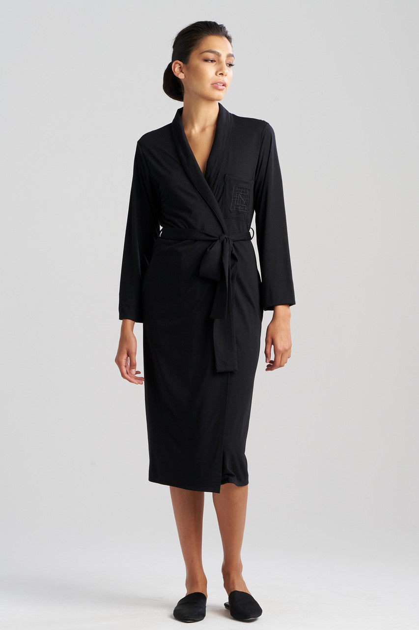 Buy Shangri-La Embroidered Robe in Black Online Black
