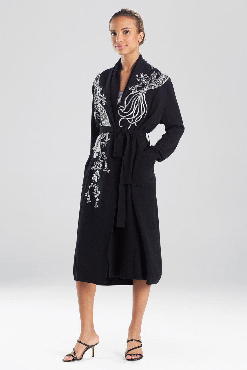 Buy Cashmere Embroidered Dragon Robe in Black Online Black