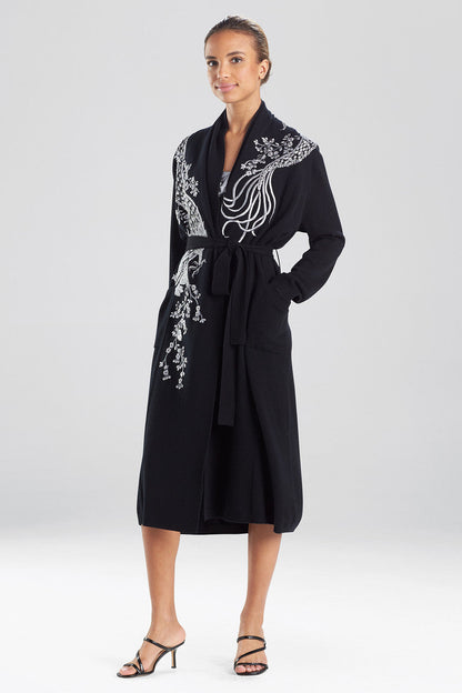 Buy Cashmere Embroidered Dragon Robe in Black Online Black