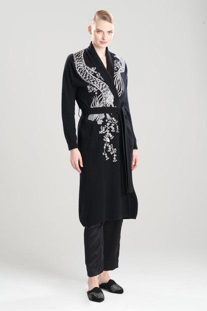 Buy Cashmere Embroidered Dragon Robe in Black Online Black
