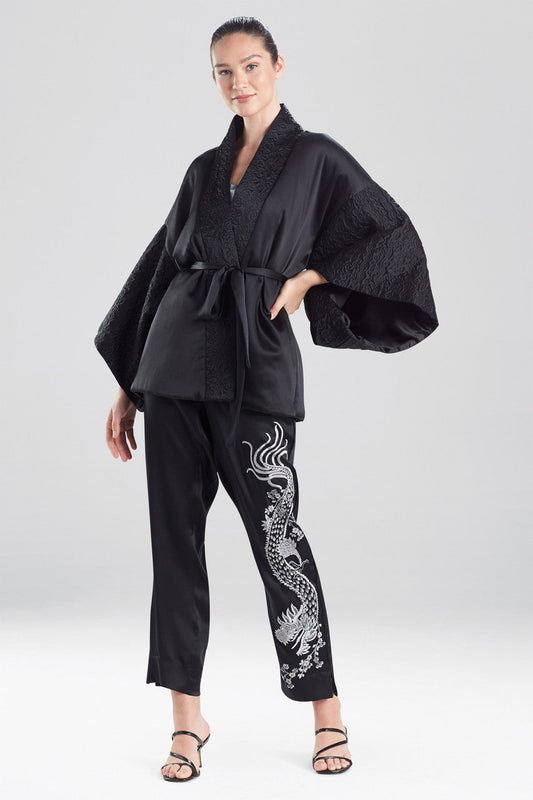 Buy Chinoiserie Embroidery Silk Wrap in Black Online Black