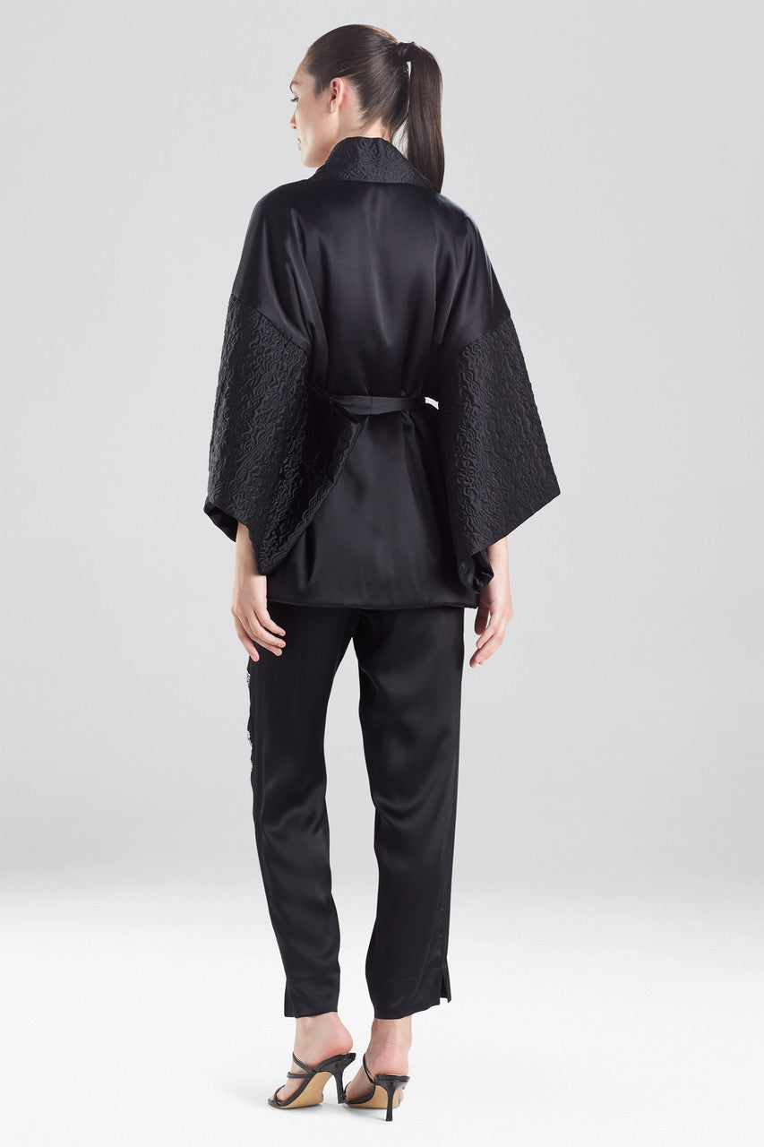 Buy Chinoiserie Embroidery Silk Wrap in Black Online Black