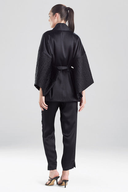 Buy Chinoiserie Embroidery Silk Wrap in Black Online Black