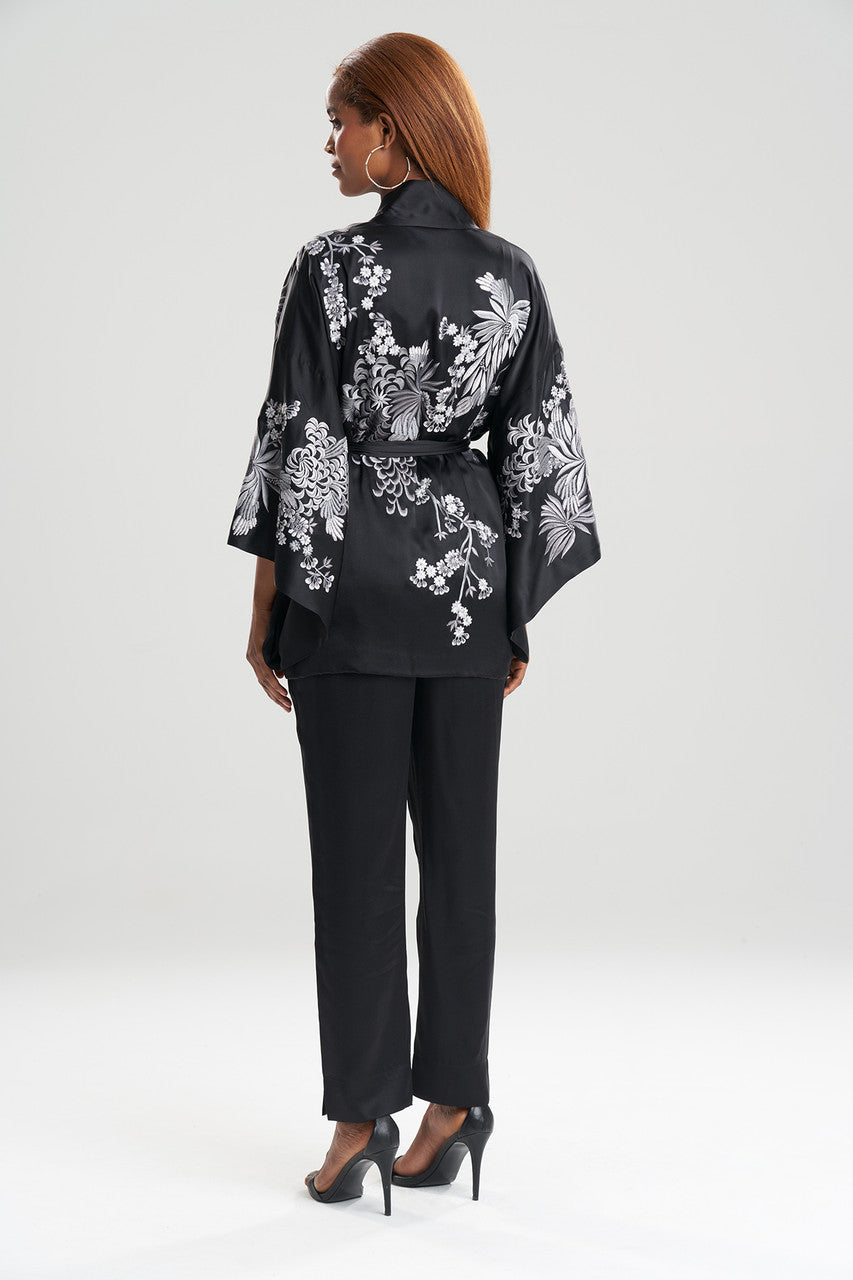 Buy Dragon Embroidery Silk Wrap in Black Online Black