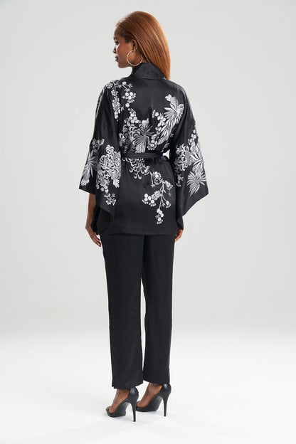 Buy Dragon Embroidery Silk Wrap in Black Online Black
