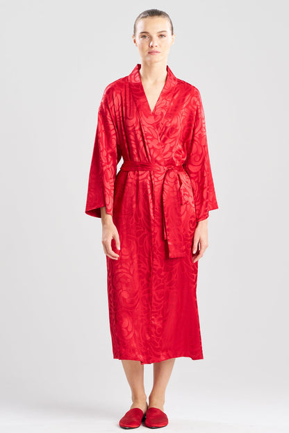 Scroll Satin Jacquard Robe Brocade Red