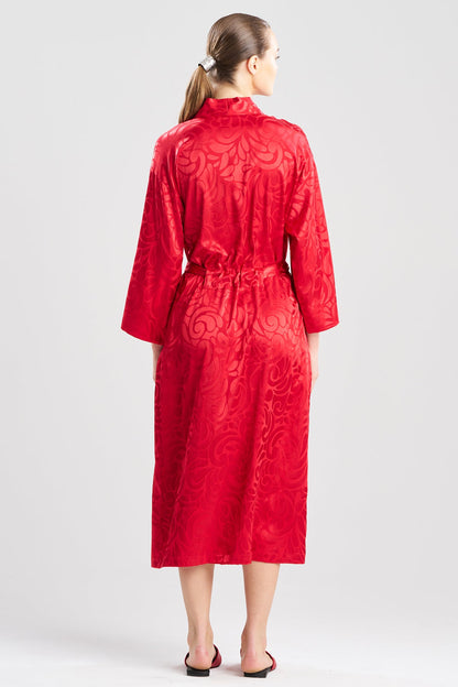 Scroll Satin Jacquard Robe Brocade Red