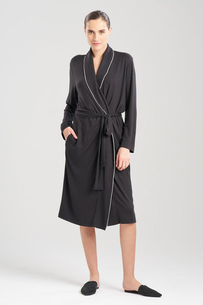 Buy Oasis Piped Collar Robe in Black Online Black