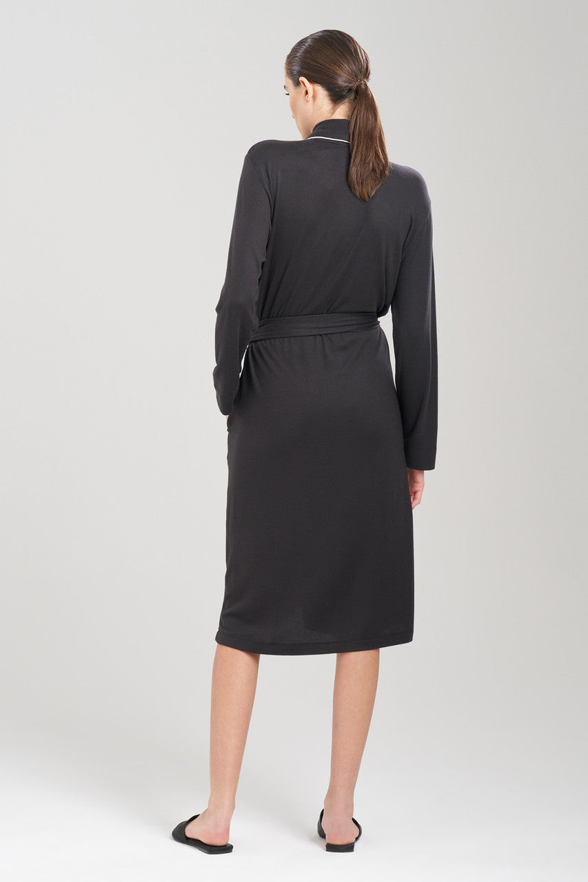 Buy Oasis Piped Collar Robe in Black Online Black