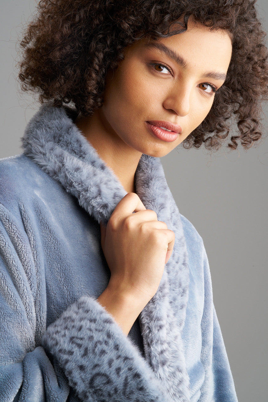 Buy Plush Lynx Robe in Blue Granite Online Blue Granite