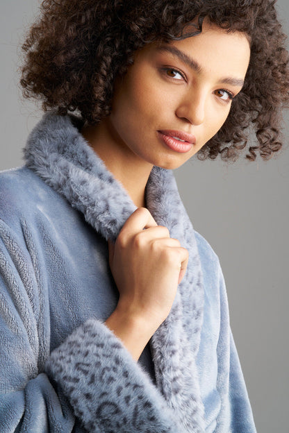 Buy Plush Lynx Robe in Blue Granite Online Blue Granite