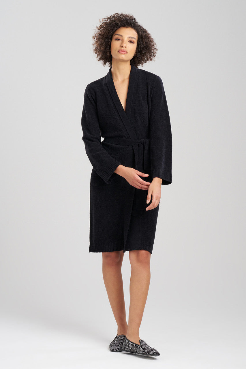 Buy Aura Solid Chenille Robe in Black Online Black