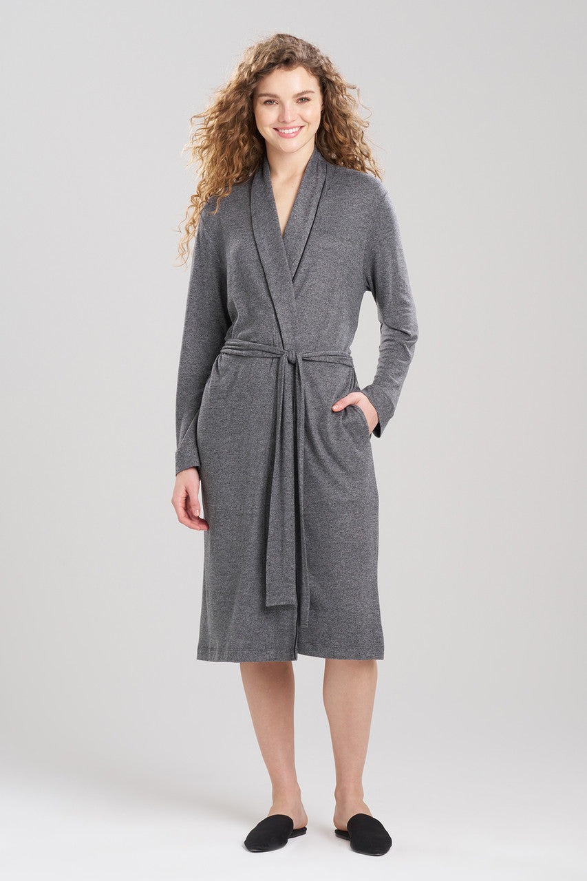 Buy Oasis Piped Collar Robe in Charcoal Online Charcoal