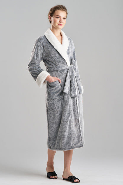 Buy Frosted Cashmere Fleece Robe in Black Online Black
