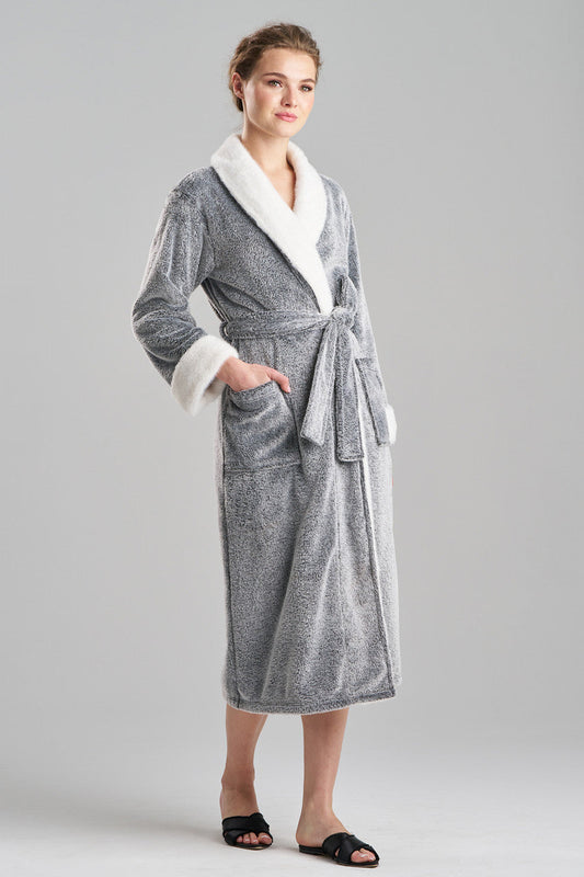 Buy Frosted Cashmere Fleece Robe in Black Online Black