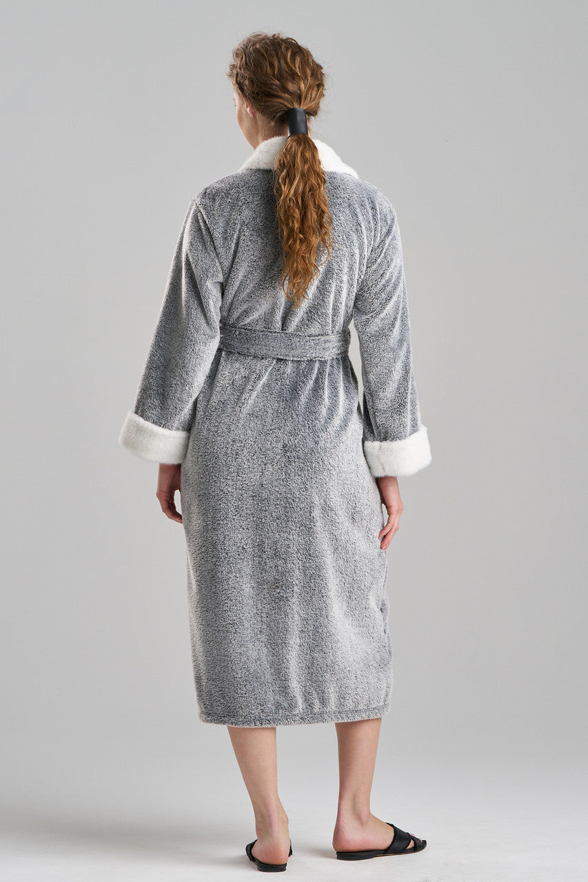 Buy Frosted Cashmere Fleece Robe in Black Online Black