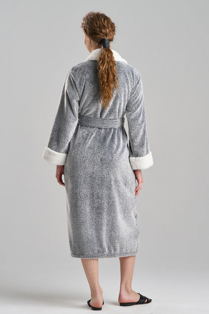 Buy Frosted Cashmere Fleece Robe in Black Online Black