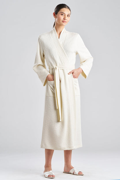Quilted Geo Knit Jacquard Robe White Opal