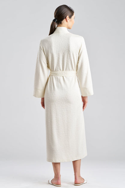 Quilted Geo Knit Jacquard Robe White Opal