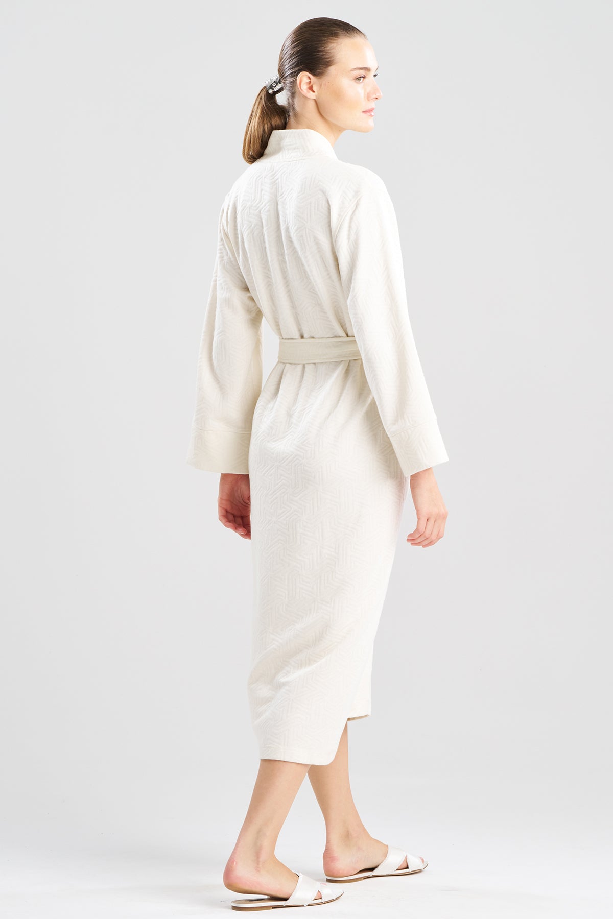 Quilted Geo Knit Jacquard Robe White Opal