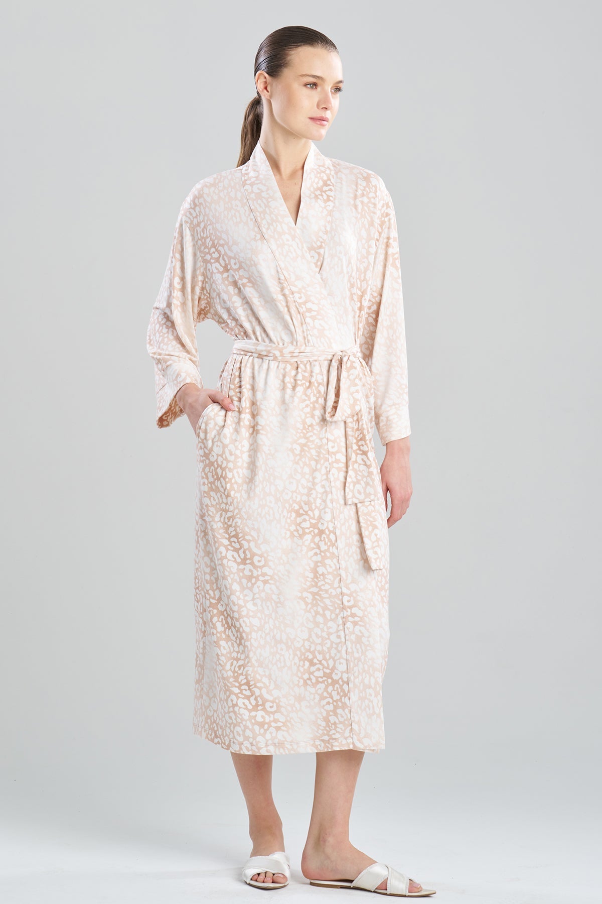 Misty Leopard Cozy Knit Robe Pink Mist