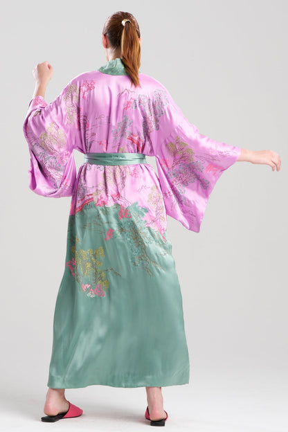 Couture Nara Embellished Drop Sleeve Silk Robe Lilac Rose