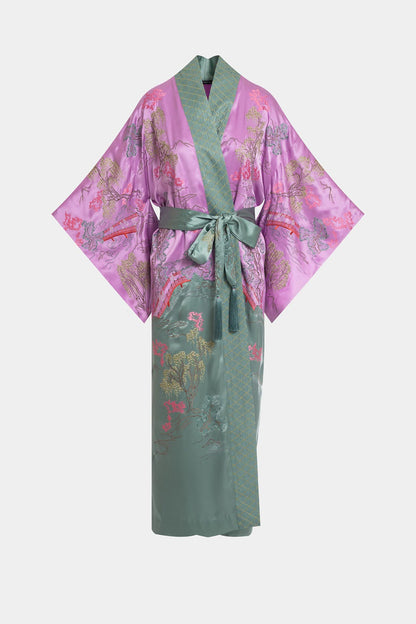 Couture Nara Embellished Drop Sleeve Silk Robe Lilac Rose