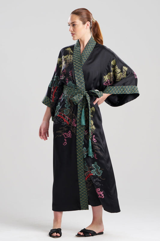 Couture Nara Silk Robe Black Multi