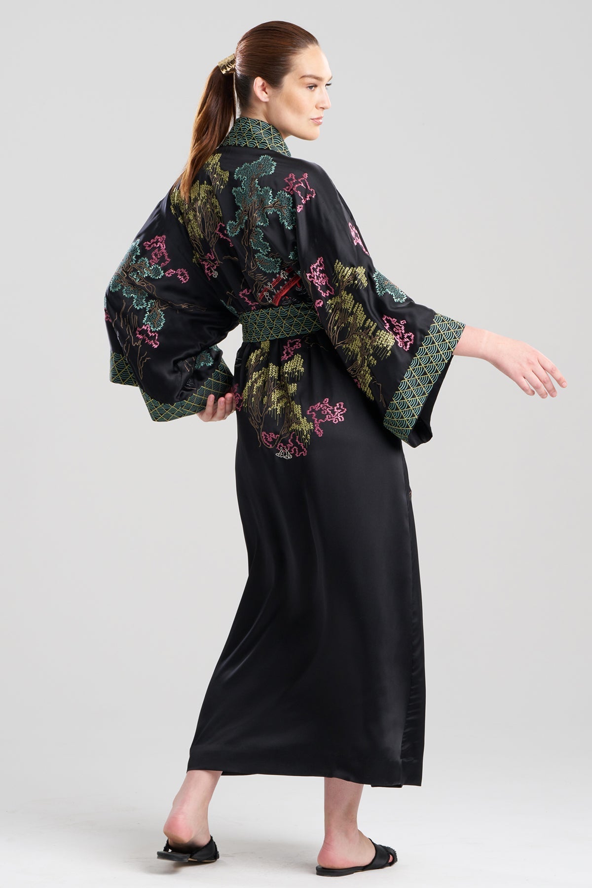 Couture Nara Silk Robe Black Multi