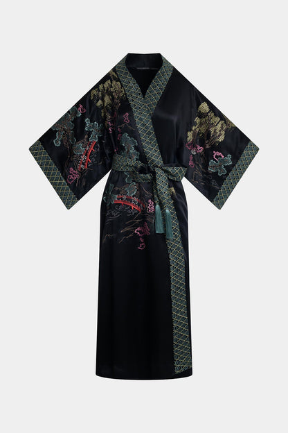 Couture Nara Silk Robe Black Multi
