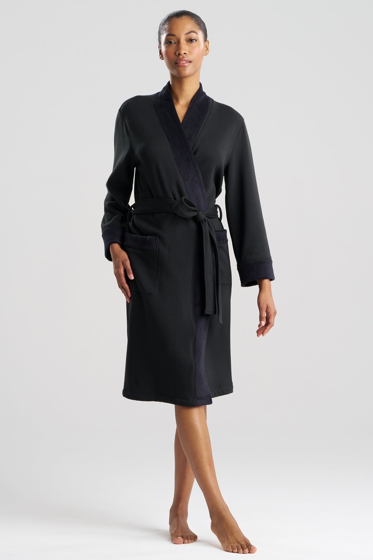 Nova Cozy Brushed Knit Dream Robe Black
