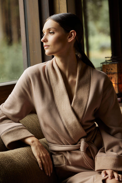 Nova Cozy Brushed Knit Dream Robe Latte