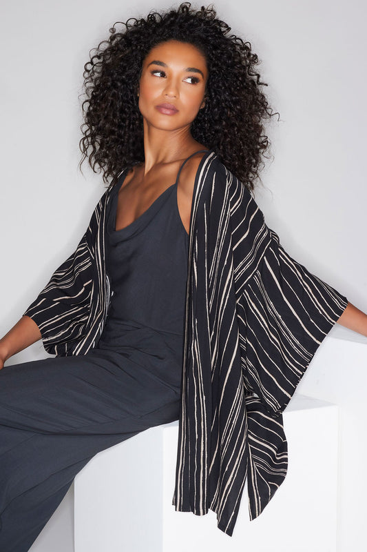 Tate Silk Modal Wrap Black