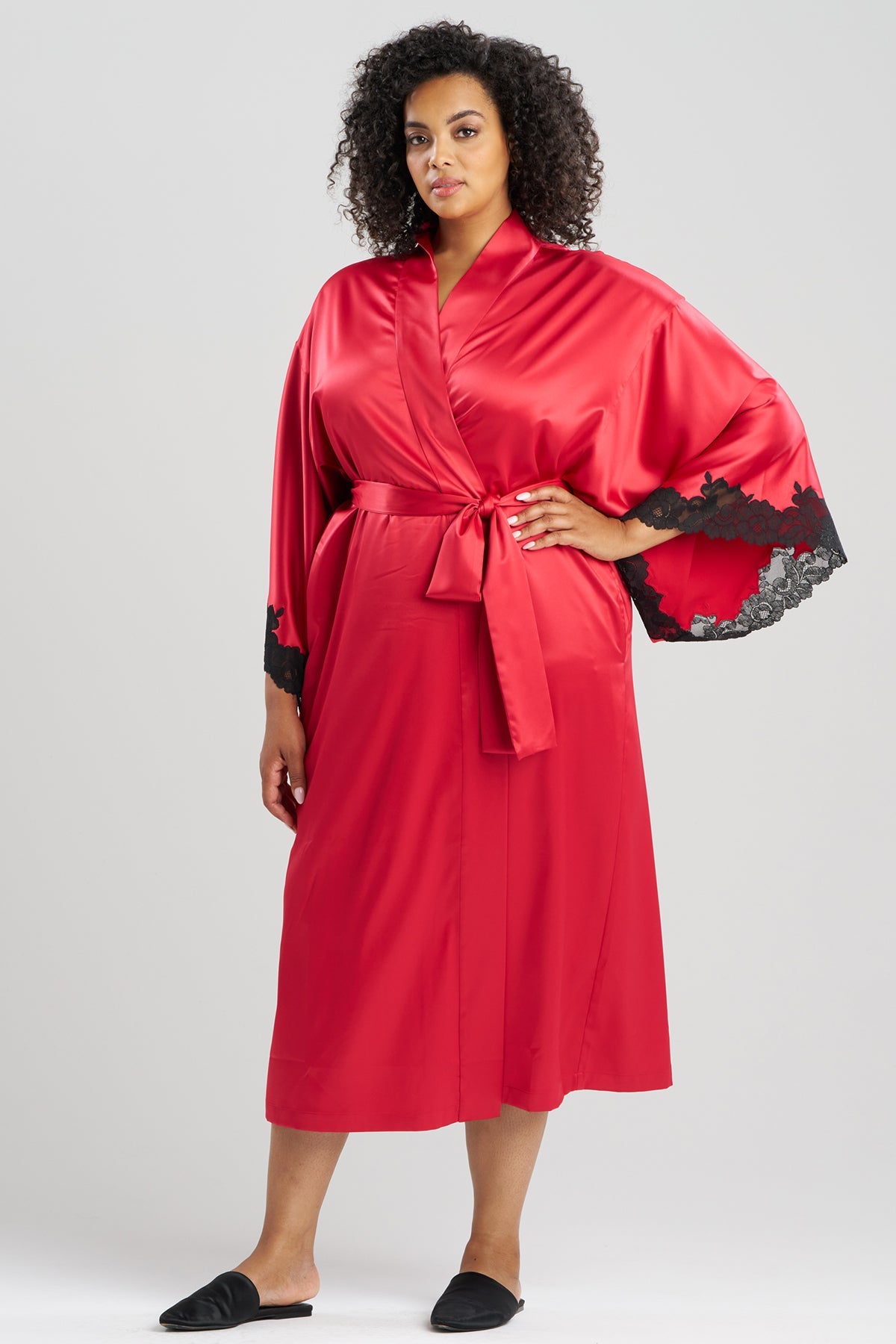 Peony Glamour Robe Brocade Red