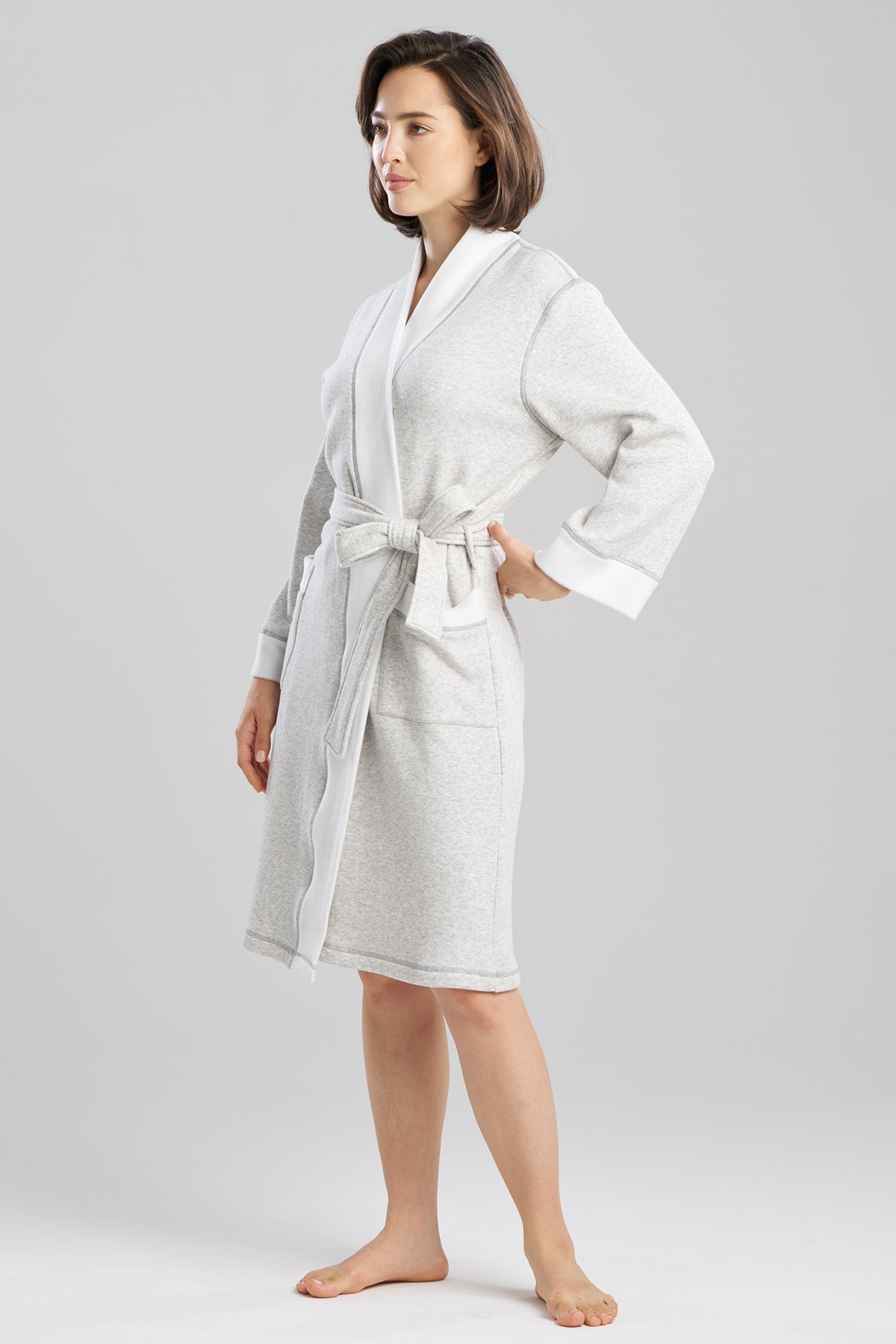 Nova Cozy Brushed Knit Dream Robe Light Heather Grey